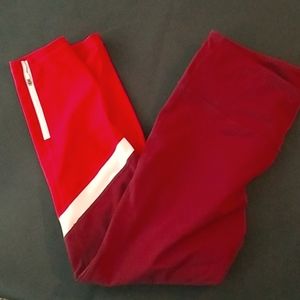 Old Navy maroon, red and white leggings worn once